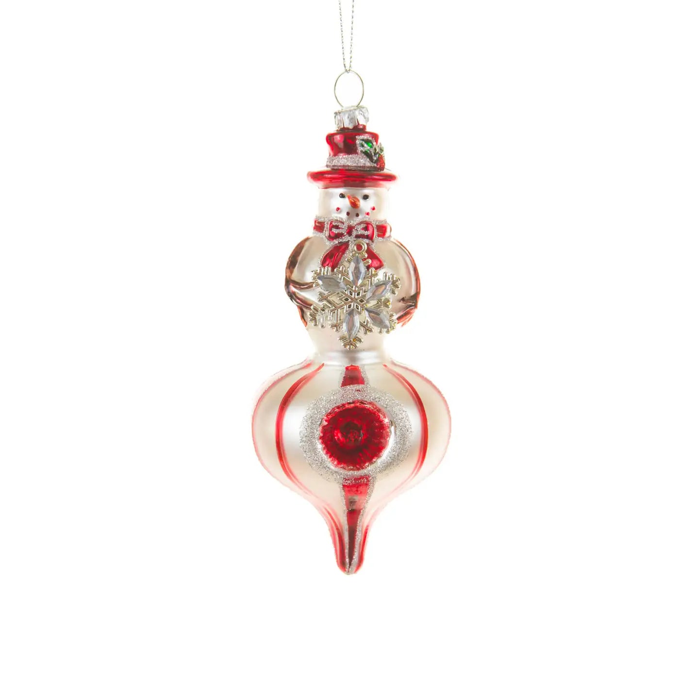 Silver/Red Spinning Top Santa Ornament | Classic Christmas