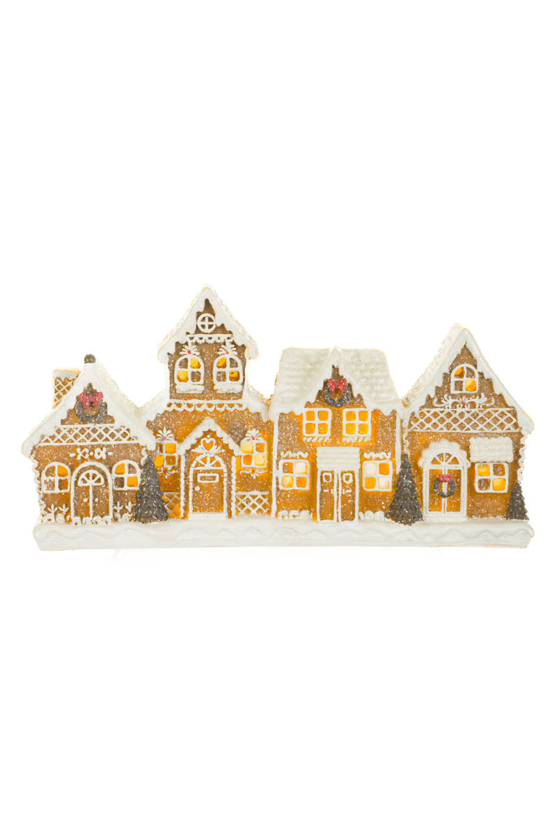 White/Red Glittery Led Gingerbread Townscape Display