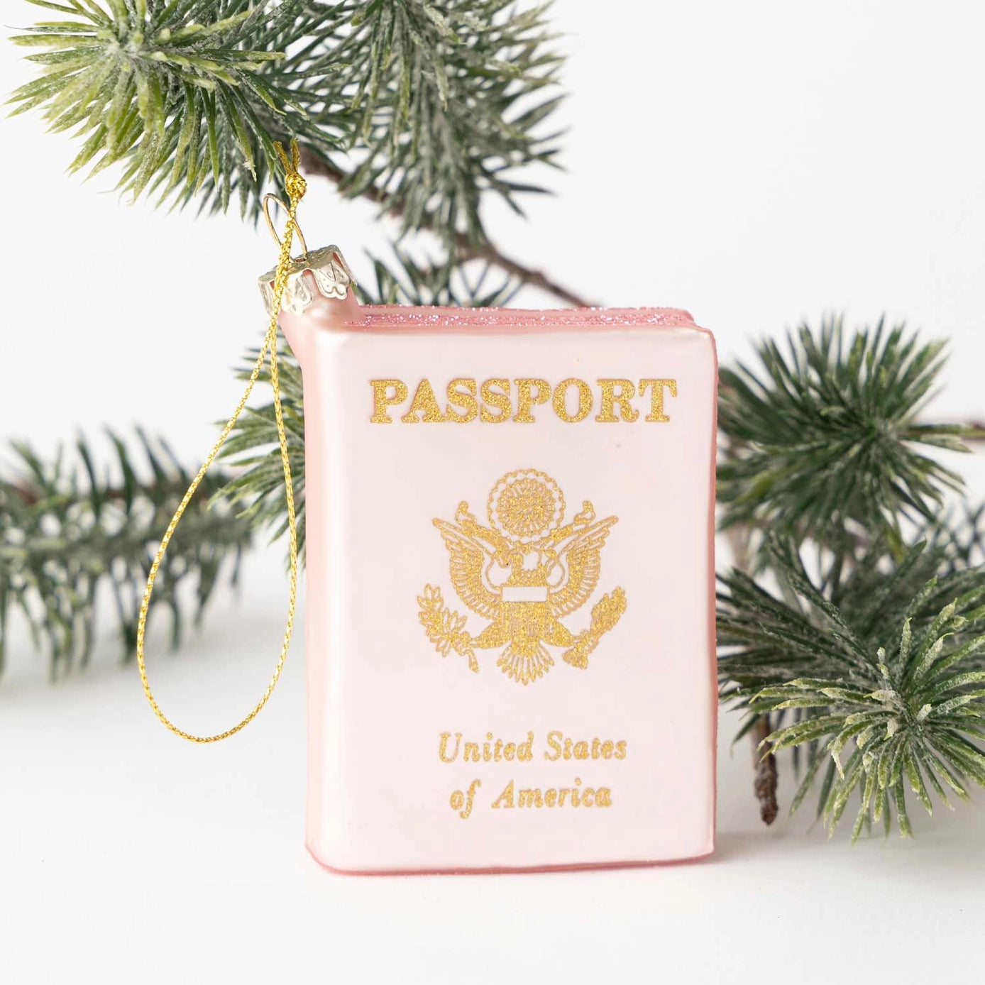 Passport Boxed Glass Ornament | Pink