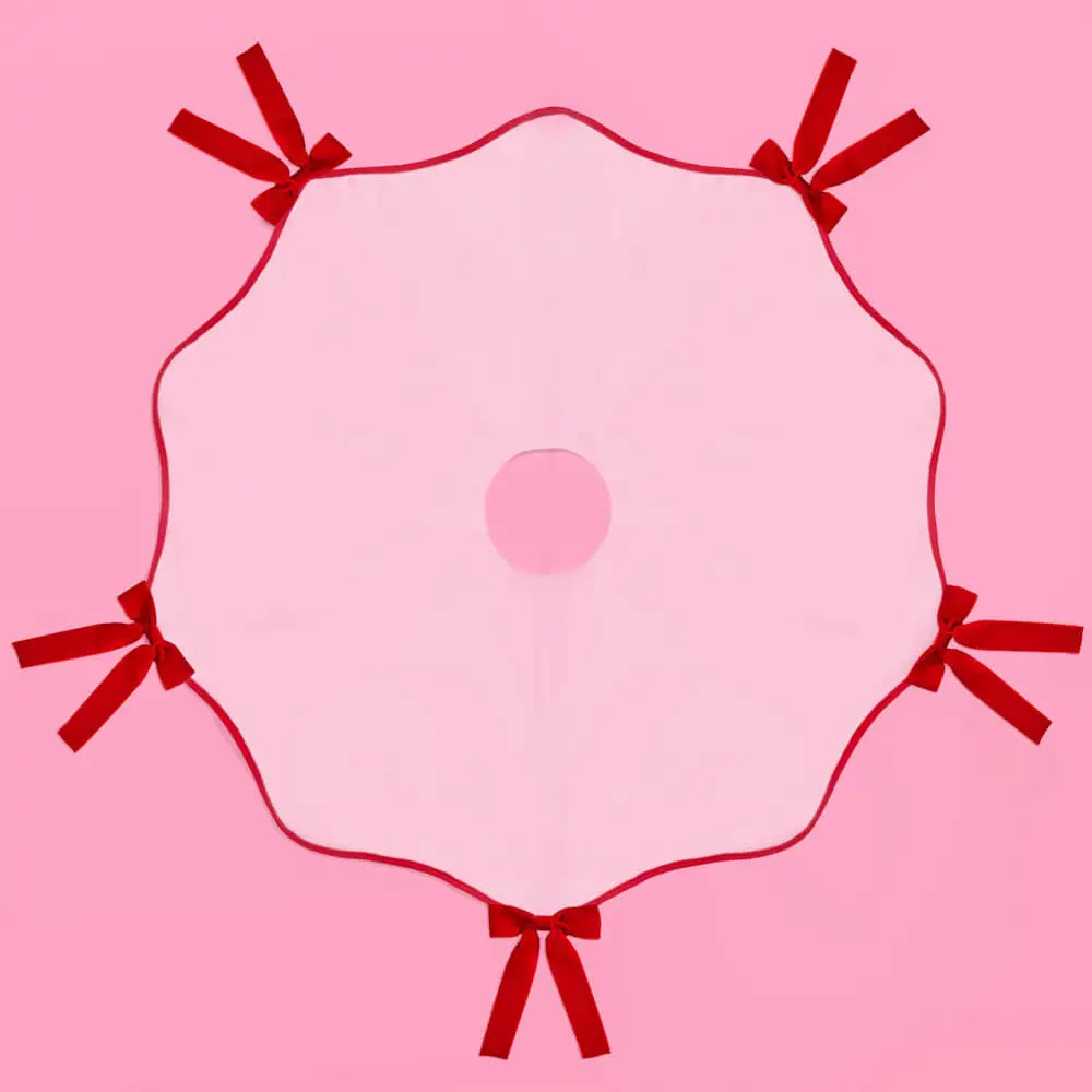 Pretty in Pink Tree Skirt - Wavy Tree Skirt with Bows