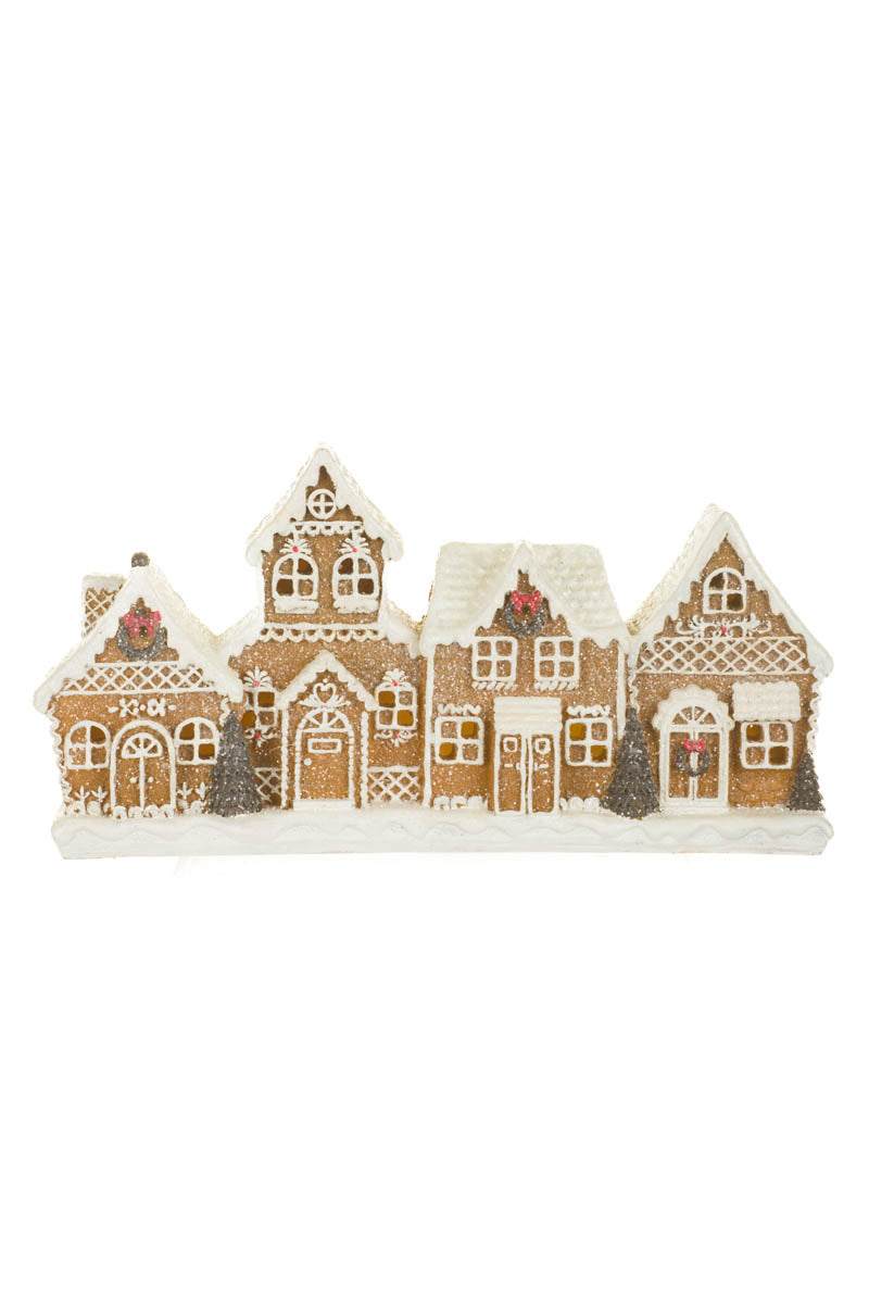 White/Red Glittery Led Gingerbread Townscape Display
