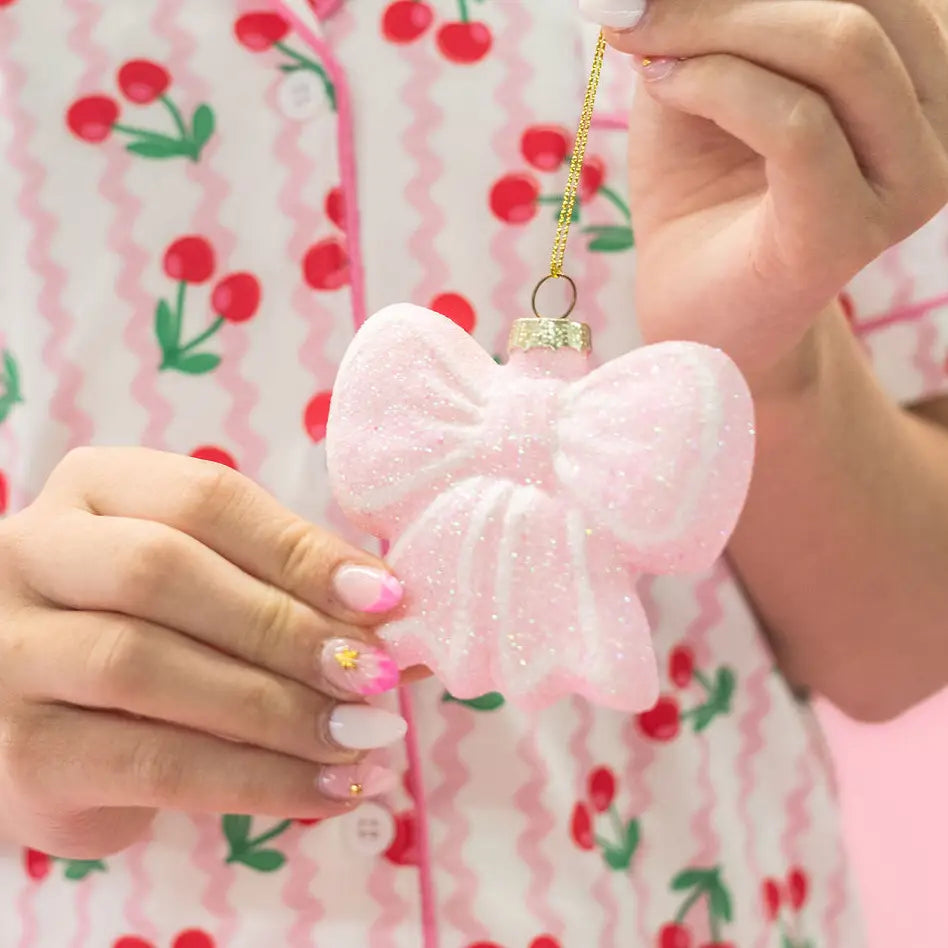 Blush & Sparkle Bow Christmas Ornament
