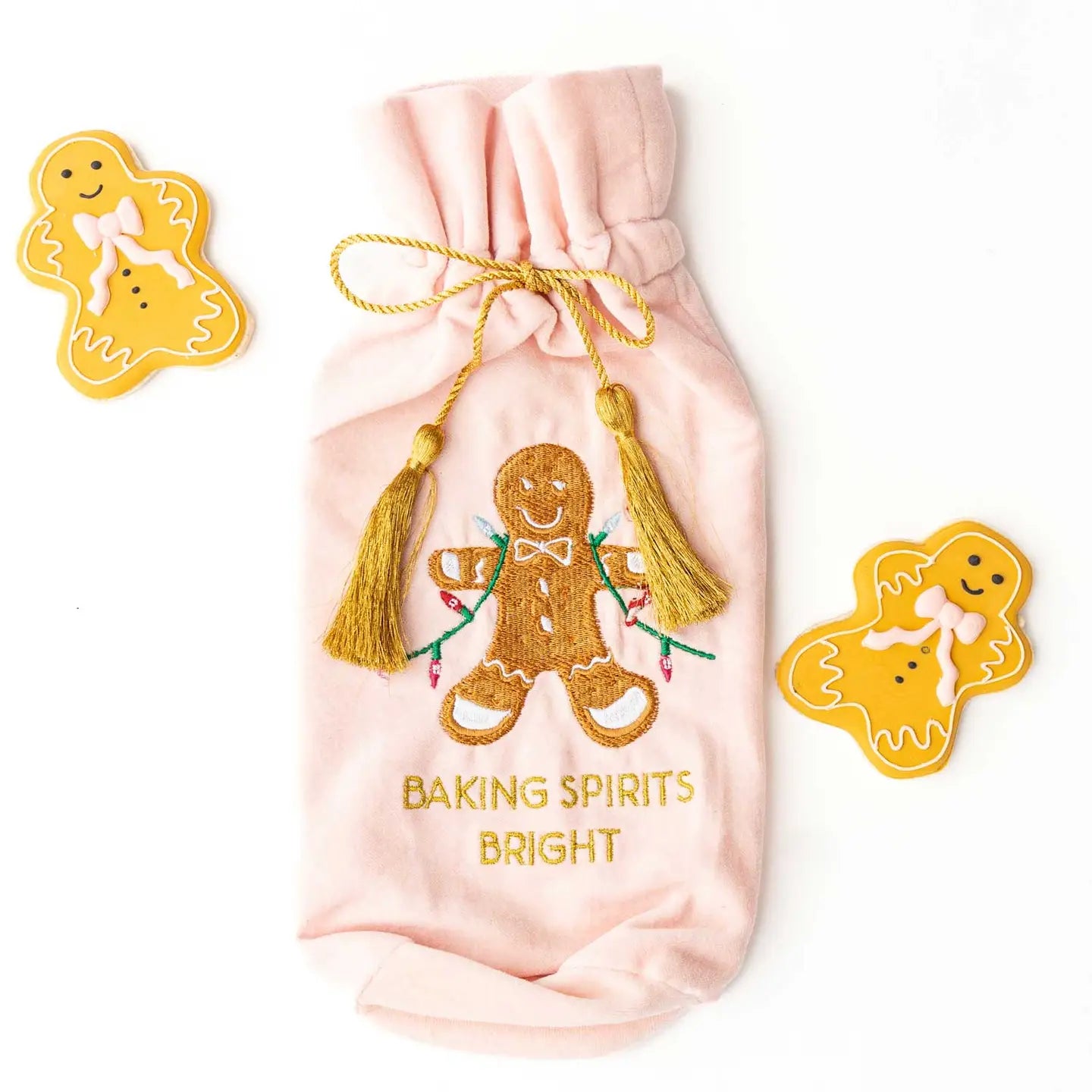 Gingerbread Embroidered Pink Wine Bag