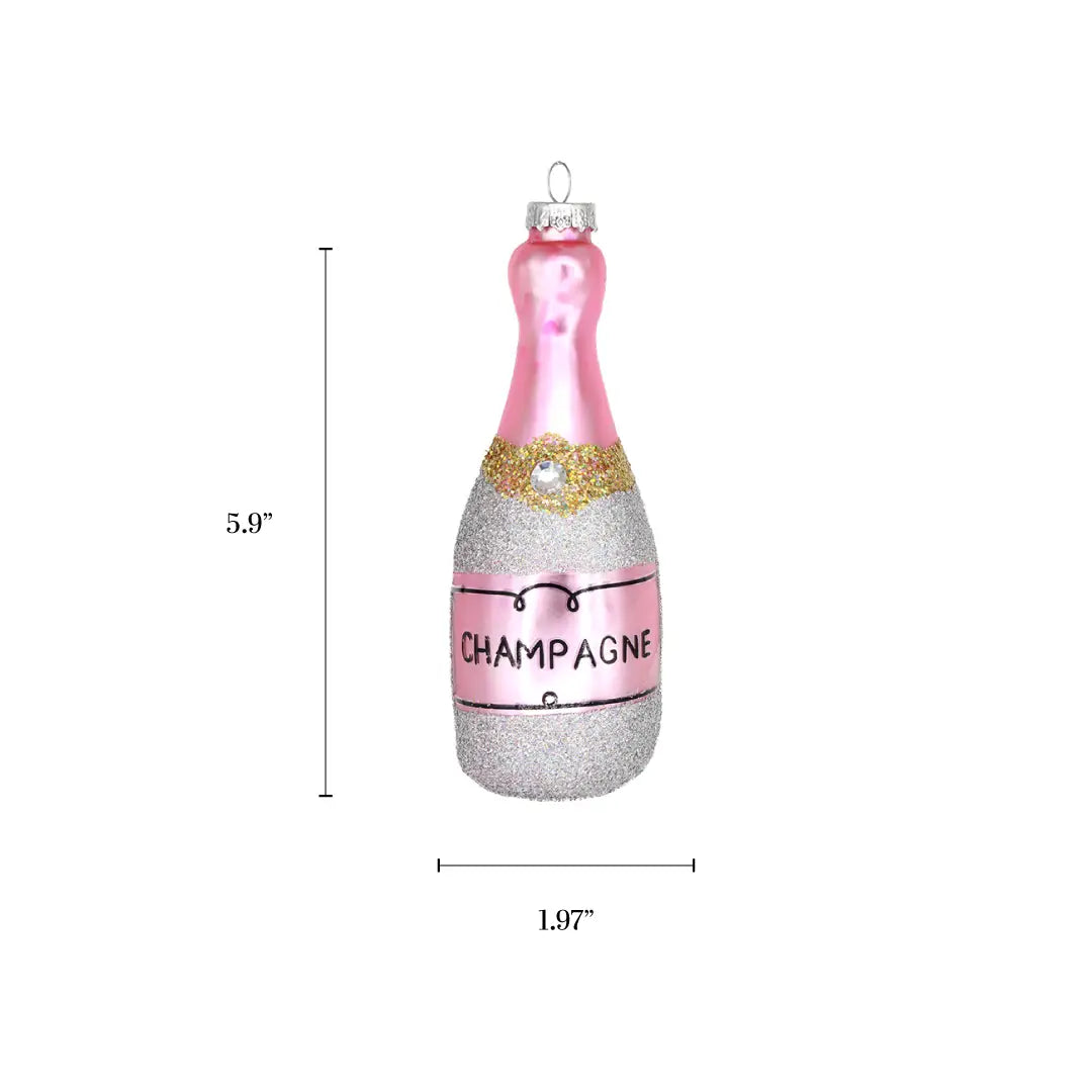 Pink Champagne, Glass Handmade | Christmas Ornament 2025