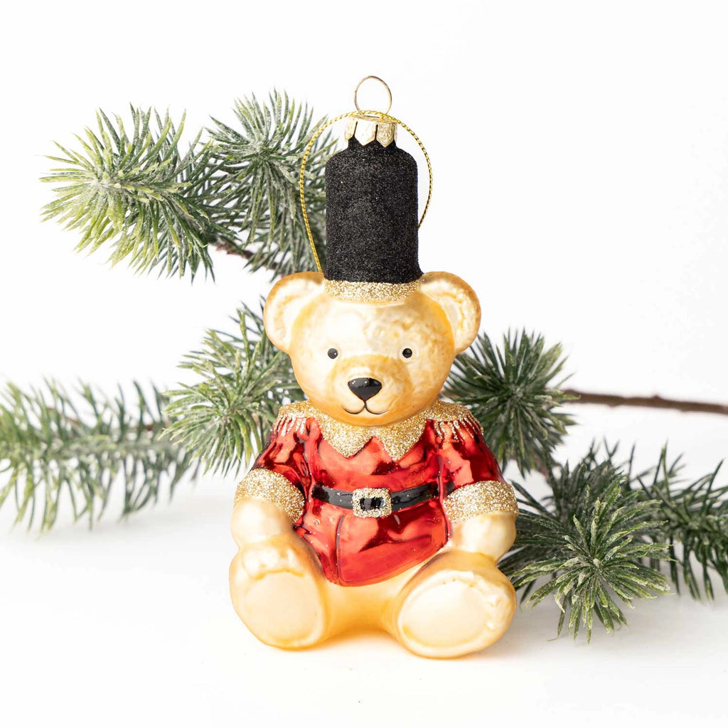 Red Teddy Bear Boxed Glass Ornament