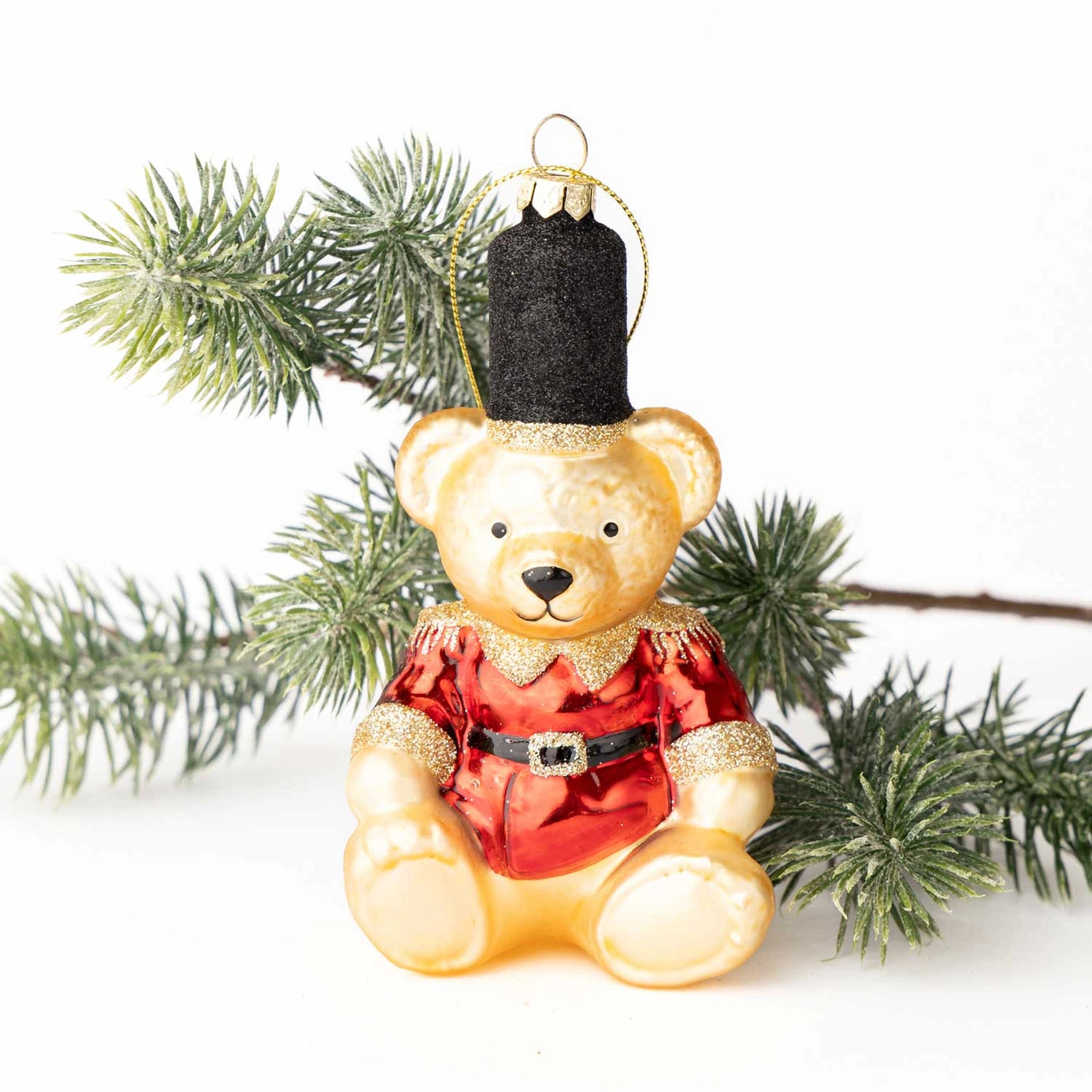 Red Teddy Bear Boxed Glass Ornament