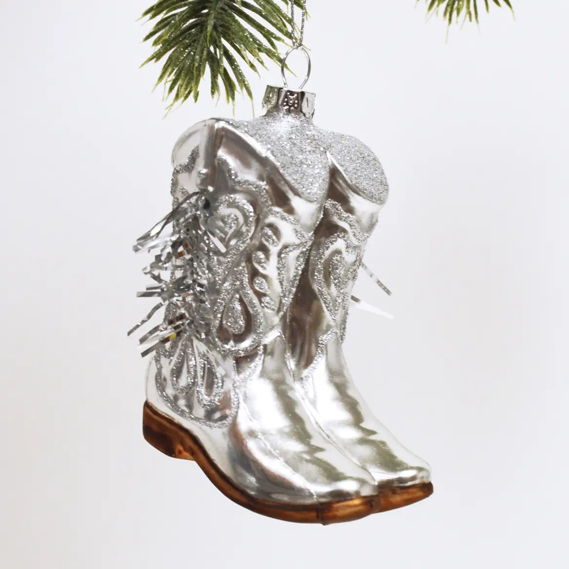 Cowboy Boot Boxed Glass Ornament