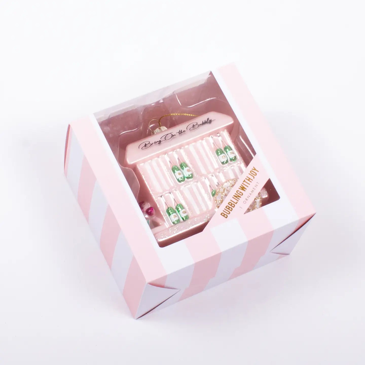 Bubbly Cart Glass Christmas Ornament | Hand-Painted & Festive!