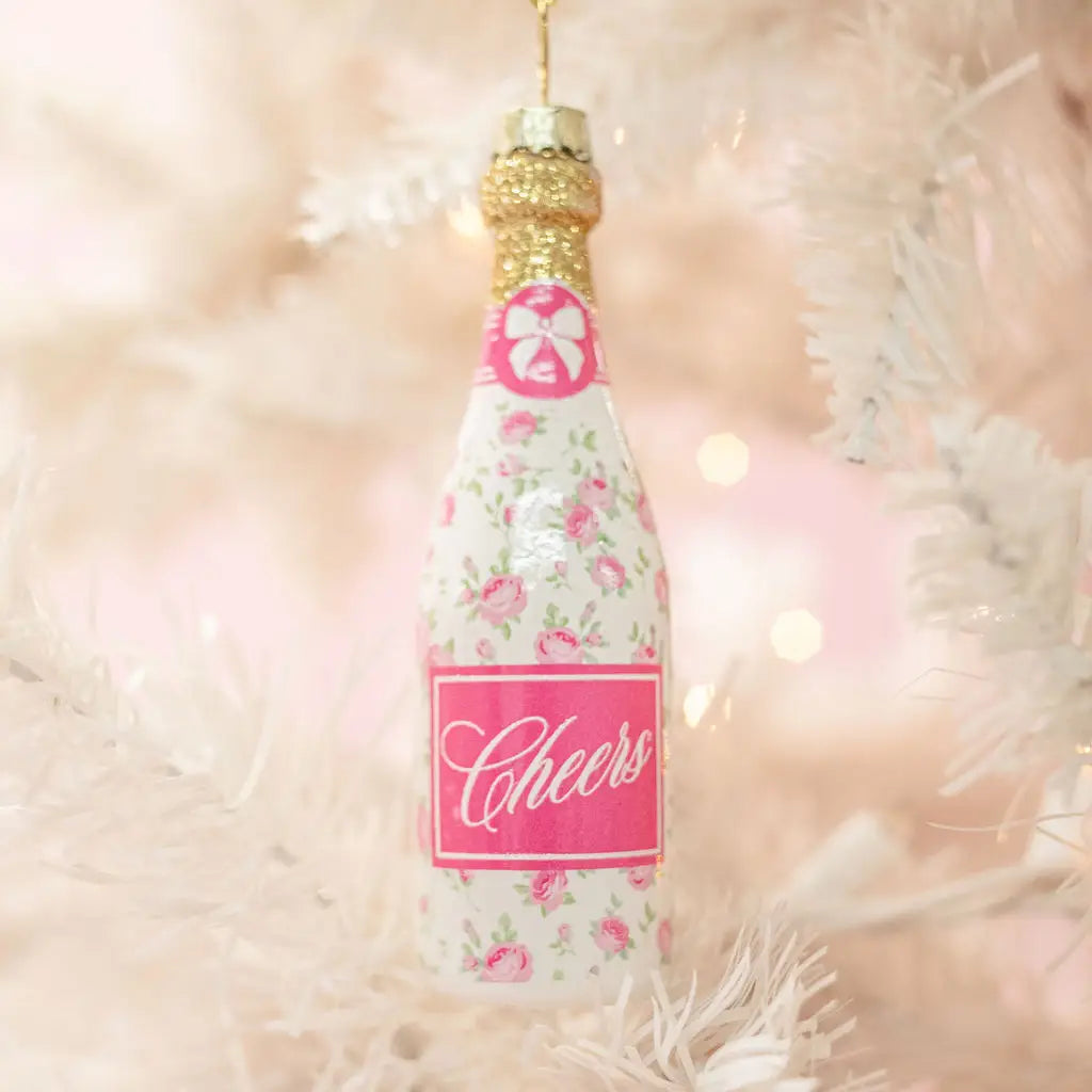 Champagne Christmas Ornament - Floral Fizz