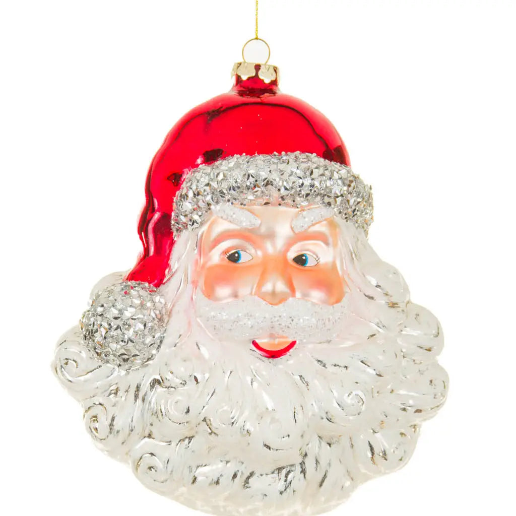 Red/Silver Jolly Santa Ornament