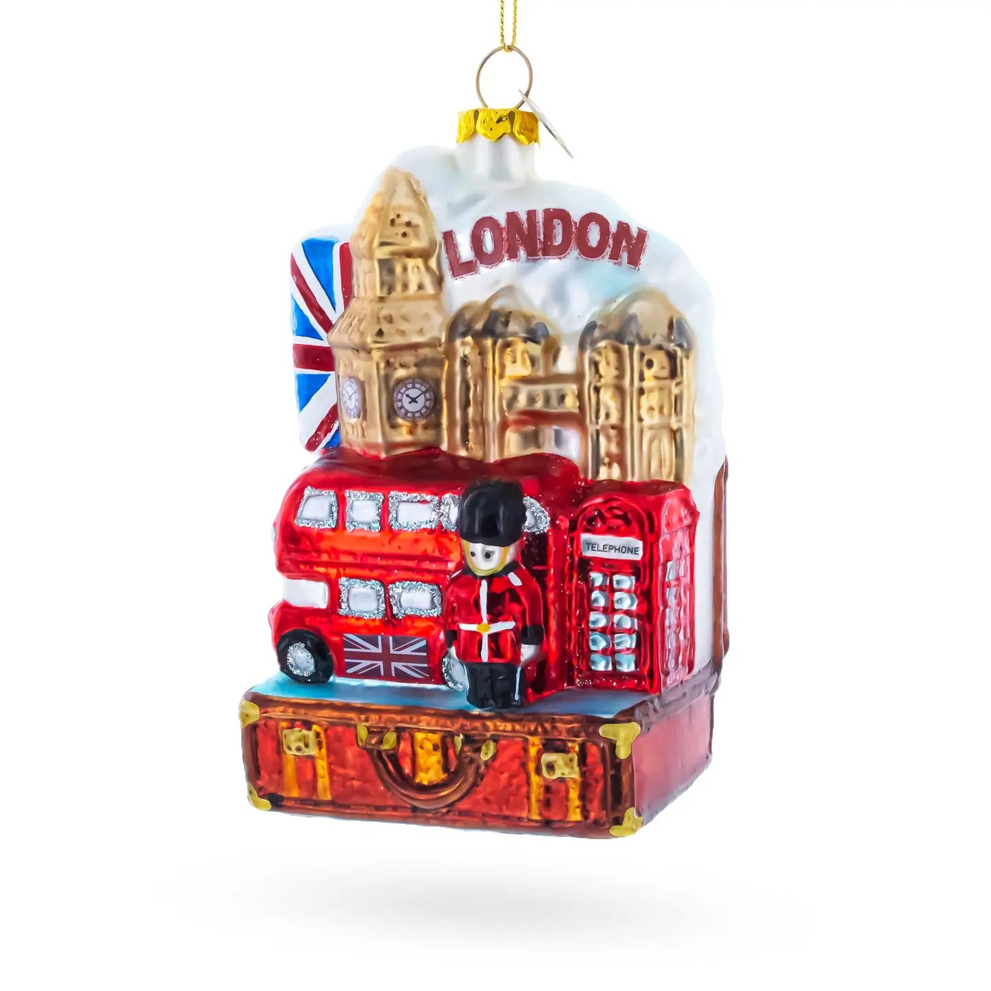 Landmarks of London, United Kingdom Blown Glass Christmas Ornament