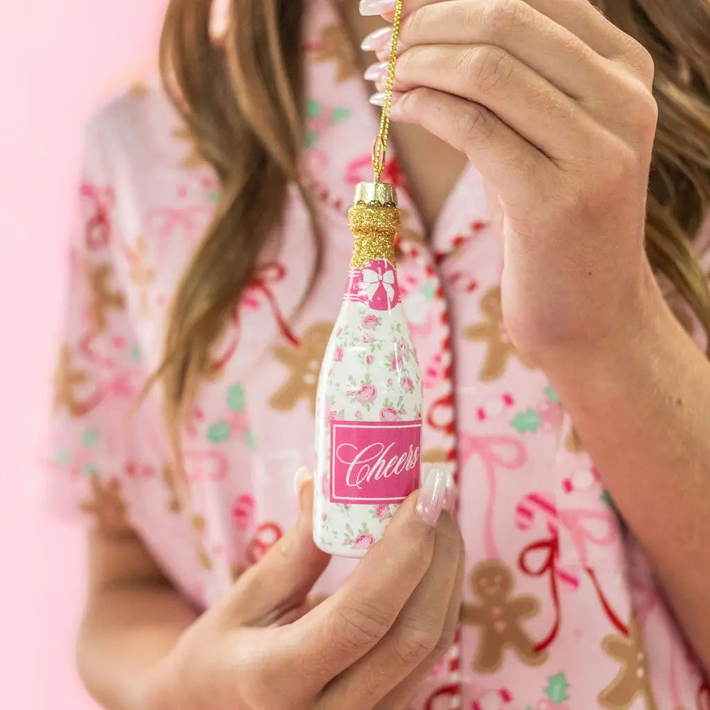 Champagne Christmas Ornament - Floral Fizz