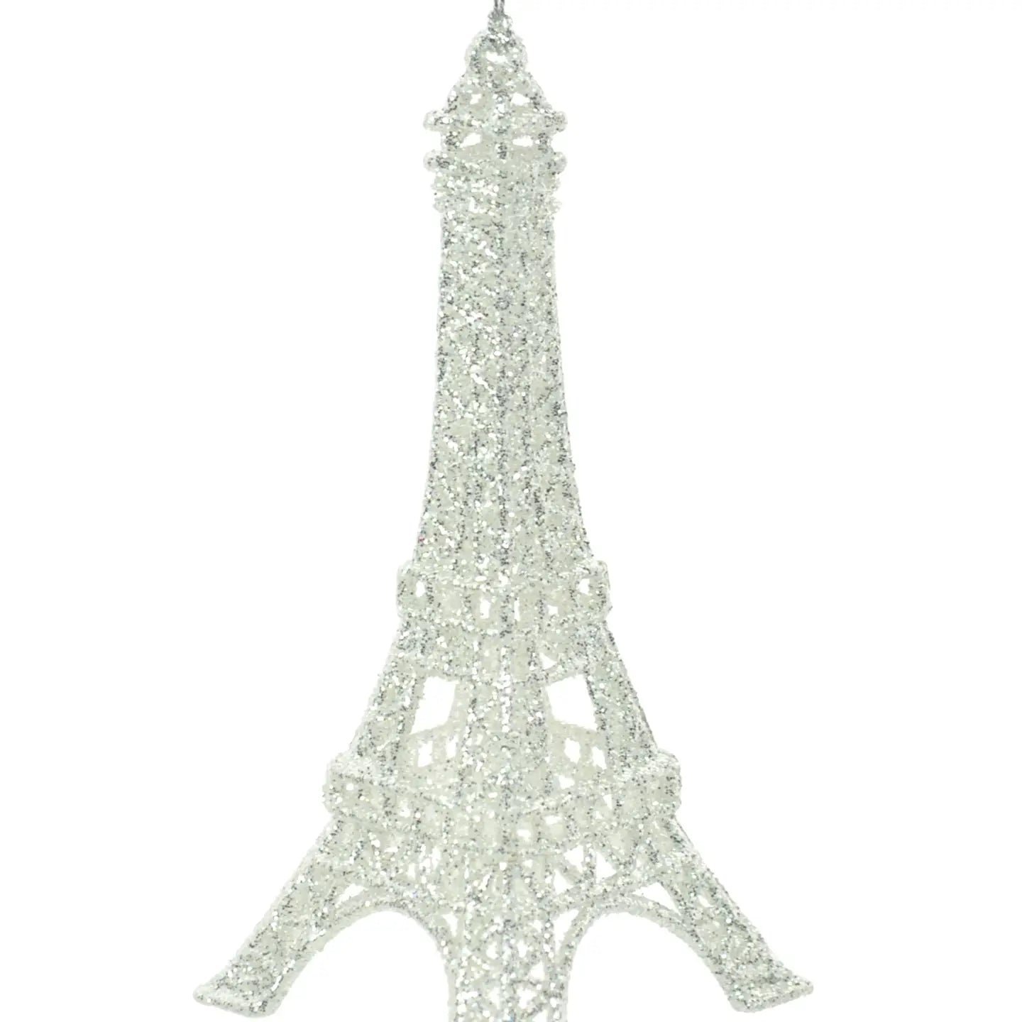 Silver Glittery Eiffel Tower Ornament
