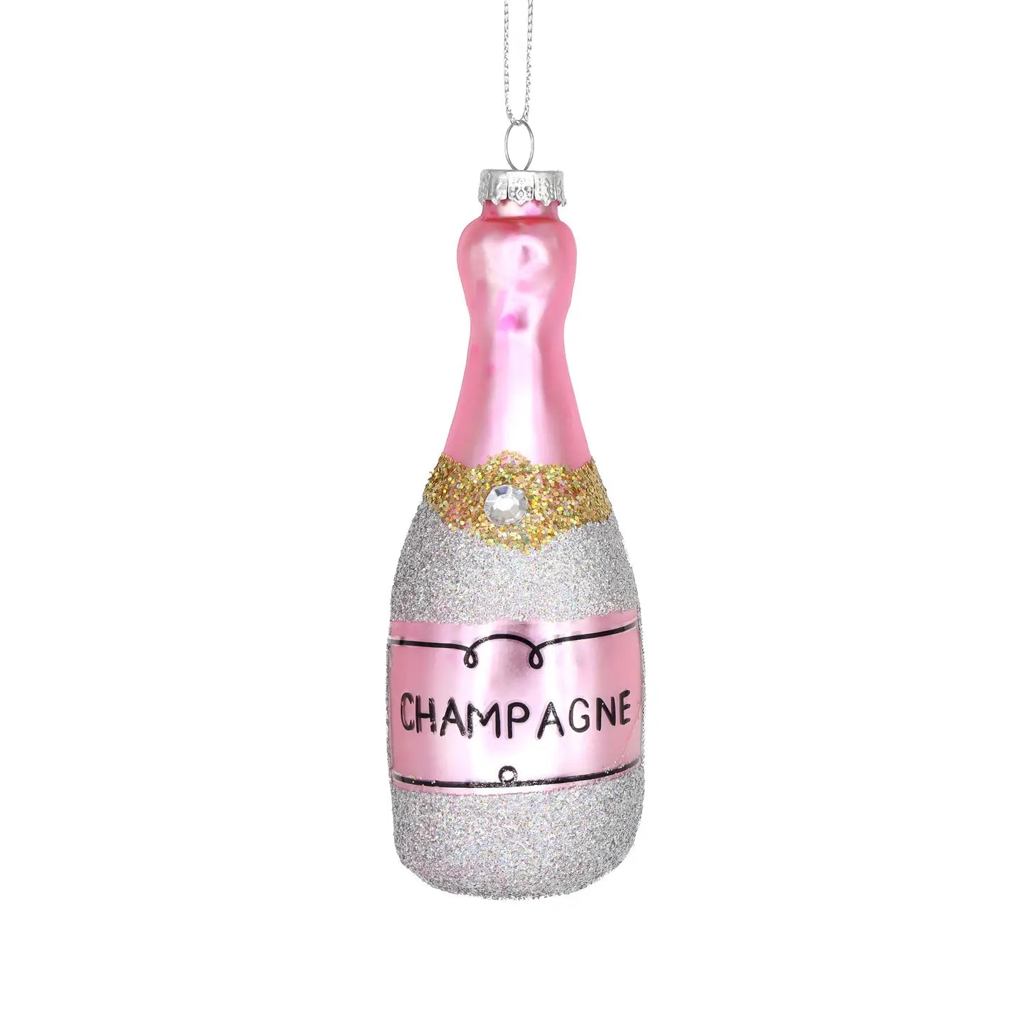 Pink Champagne, Glass Handmade | Christmas Ornament 2025
