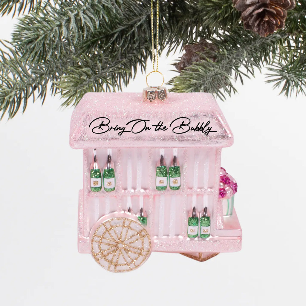 Bubbly Cart Glass Christmas Ornament | Hand-Painted & Festive!