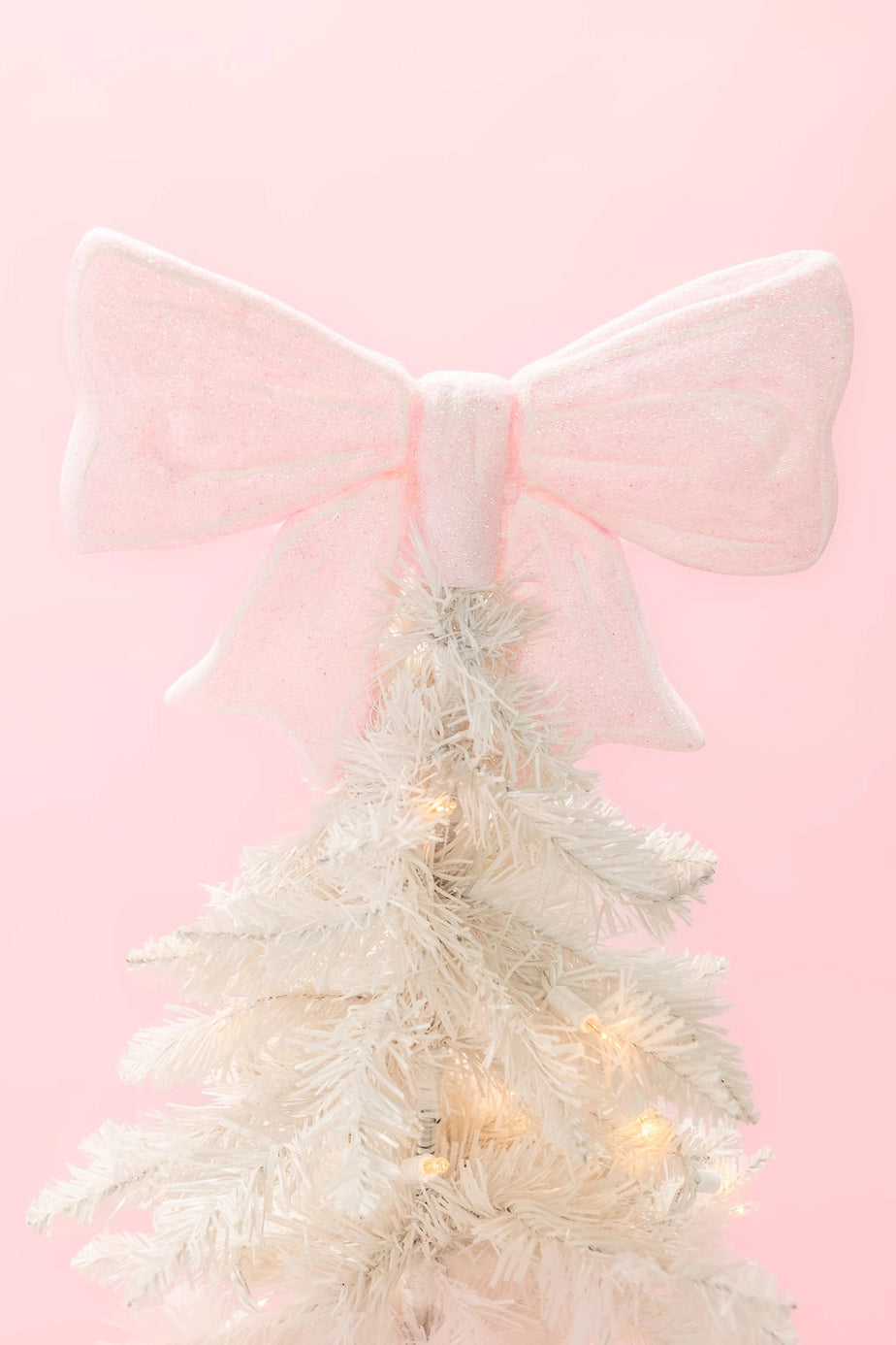 Pink Glitter Bow Christmas Tree Topper
